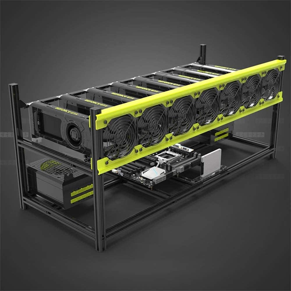 HLL Professional 6/8 GPU Miner Mining Case Aluminum Frame Mining Rig for ETH ZEC/Bitcoin Crypto Coin Currency Mining Veddha (6GPU)